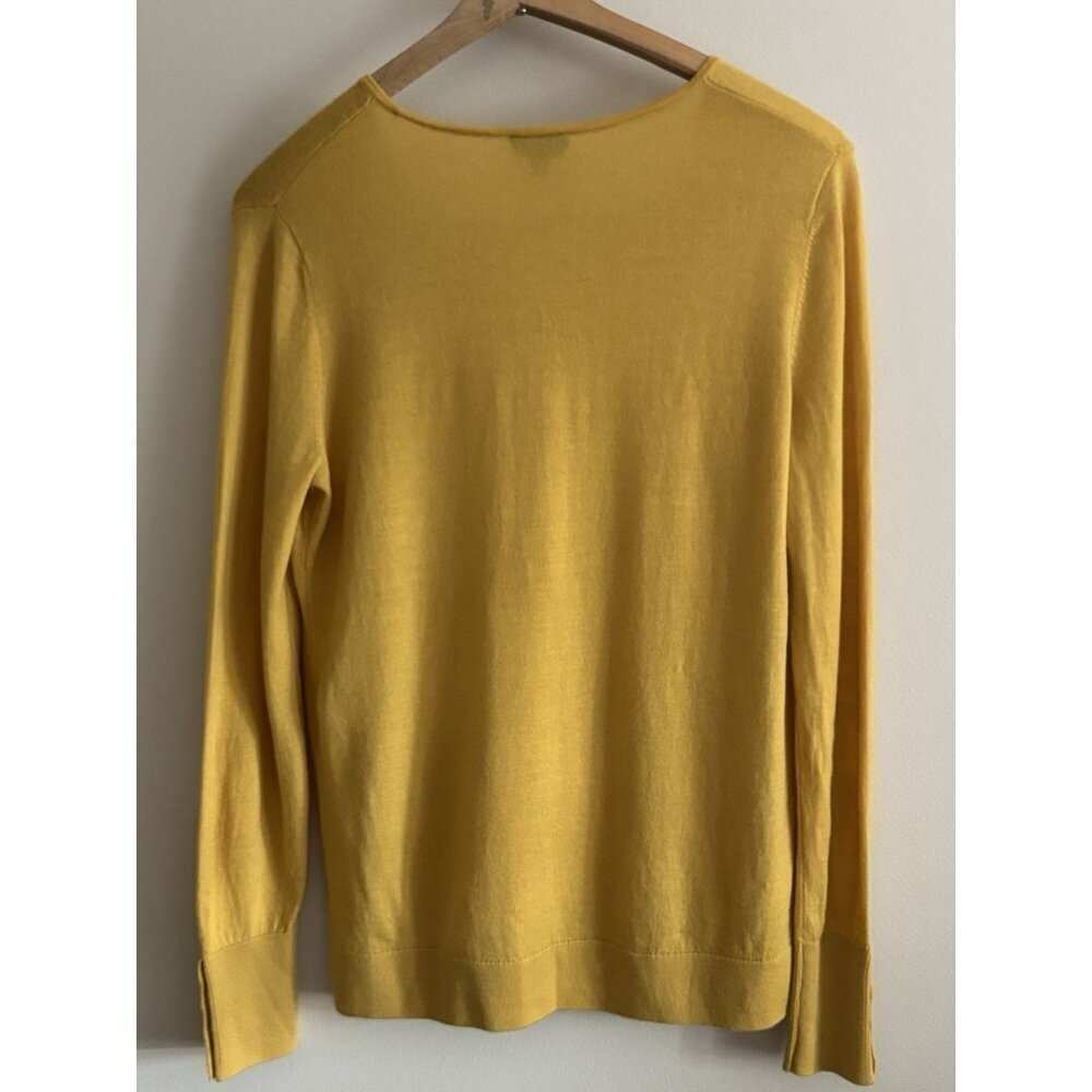Talbots Women's Long Sleeve Knit‎ Top Pure Merino Wool Mustard Yellow Small - Picture 4 of 8